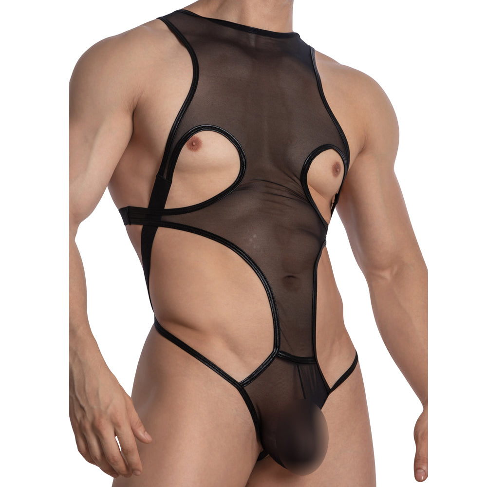 Miami Jock MJV035 Body Suit Leather Sides Naked - Erogenos