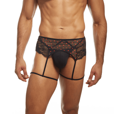 Secret Male SMU007 Flower Laced Peek-a-boo Lingerie with hearts Stylish Men's Intimate Apparel